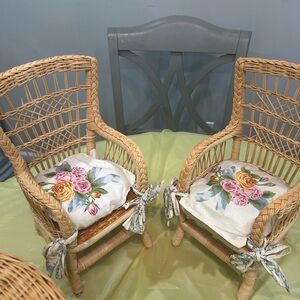 Wicker Doll Chairs with Floral Cushions American Girl